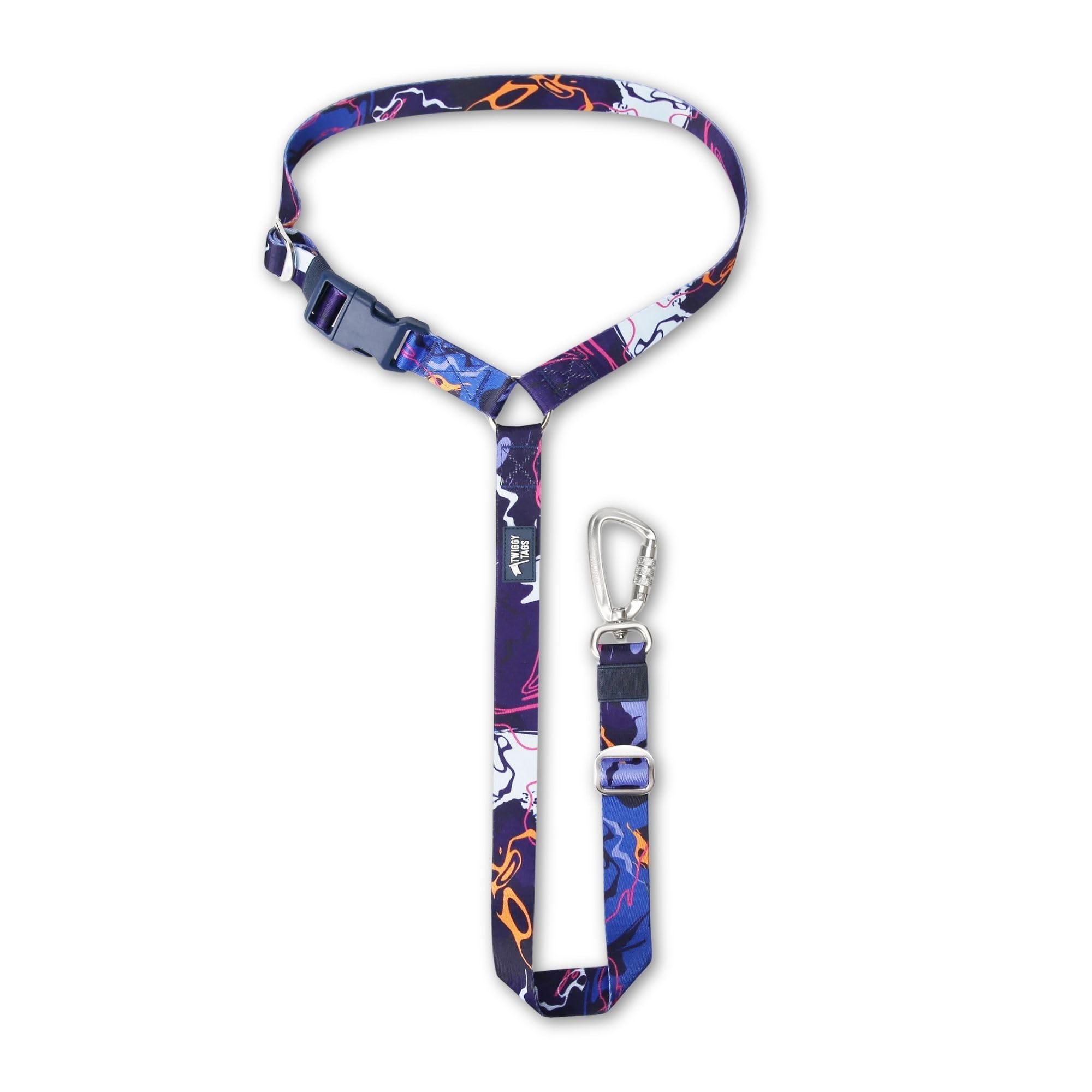 Twiggy Tags Headrest Seat Belt | Strong Dog Over-Headrest Seat Belt | Locking Carabiner, Durable | Suitable For All Dog Breeds & Vehicles | Universal One Size Fits All | Blue Nebula