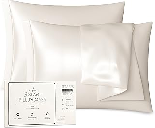 White Satin Pillowcase Standard Set of 2 | Pillow Cases for Hair and Skin | 20 x 26 Inch–Slip Silky Comfort with Envelope ...