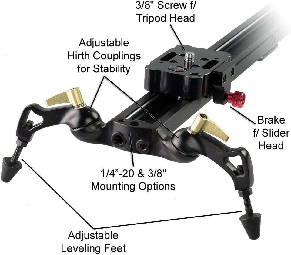 Fotodiox Pro SlideCam 600-24" Video Slider Stabilizer, DSLR Camera Track Slider, Linear Stabilization Rail System with Ball-Bearing Slide Mechanism, Adjustable Legs and Carrying Case