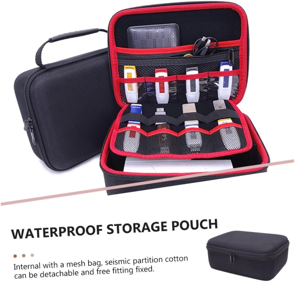 Portable Cable Organizer Bag Usb Charger Cable Digital Storage Travel Organizer Zipper Closure Black
