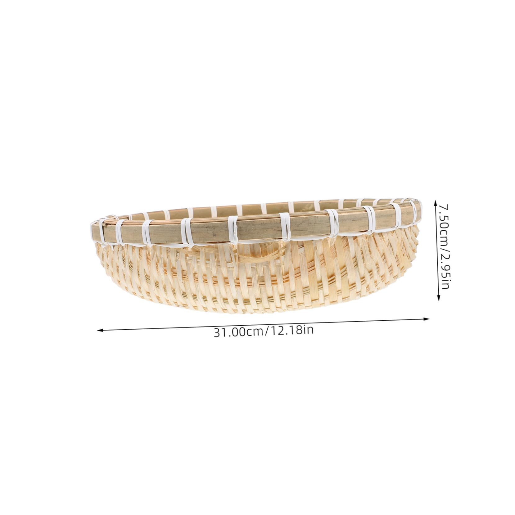 Cabilock Space-saving Bamboo Woven Fruit Basket Round Kitchen Storage Basket Drainage