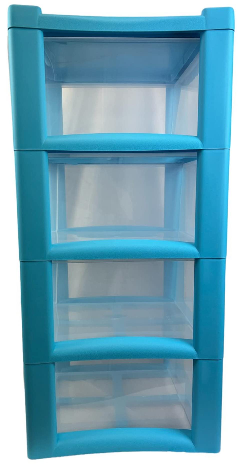 4 Drawer Large Plastic Storage Drawer Tower Perfect for Schools, Offices and Children's Toys Storage Solution (Blue)