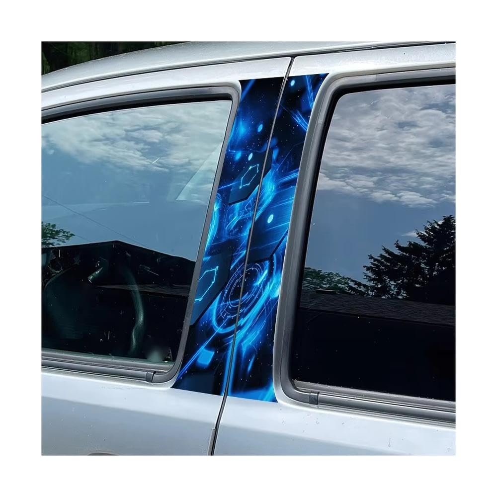 Bertdcx One Color Car Pillar Decals Waterproof Stickers Hi-Tech Light Effects Glossy Material Protective Film Auto Parts
