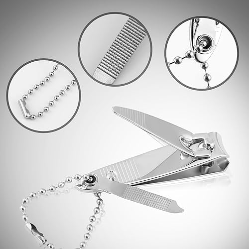 Miniatura 4 de Cortaúñas de 28 piezas de uñas de acero inoxidable grueso a granel, cortaúñas de punta de acero inoxidable, juego de cortaúñas portátil resistente