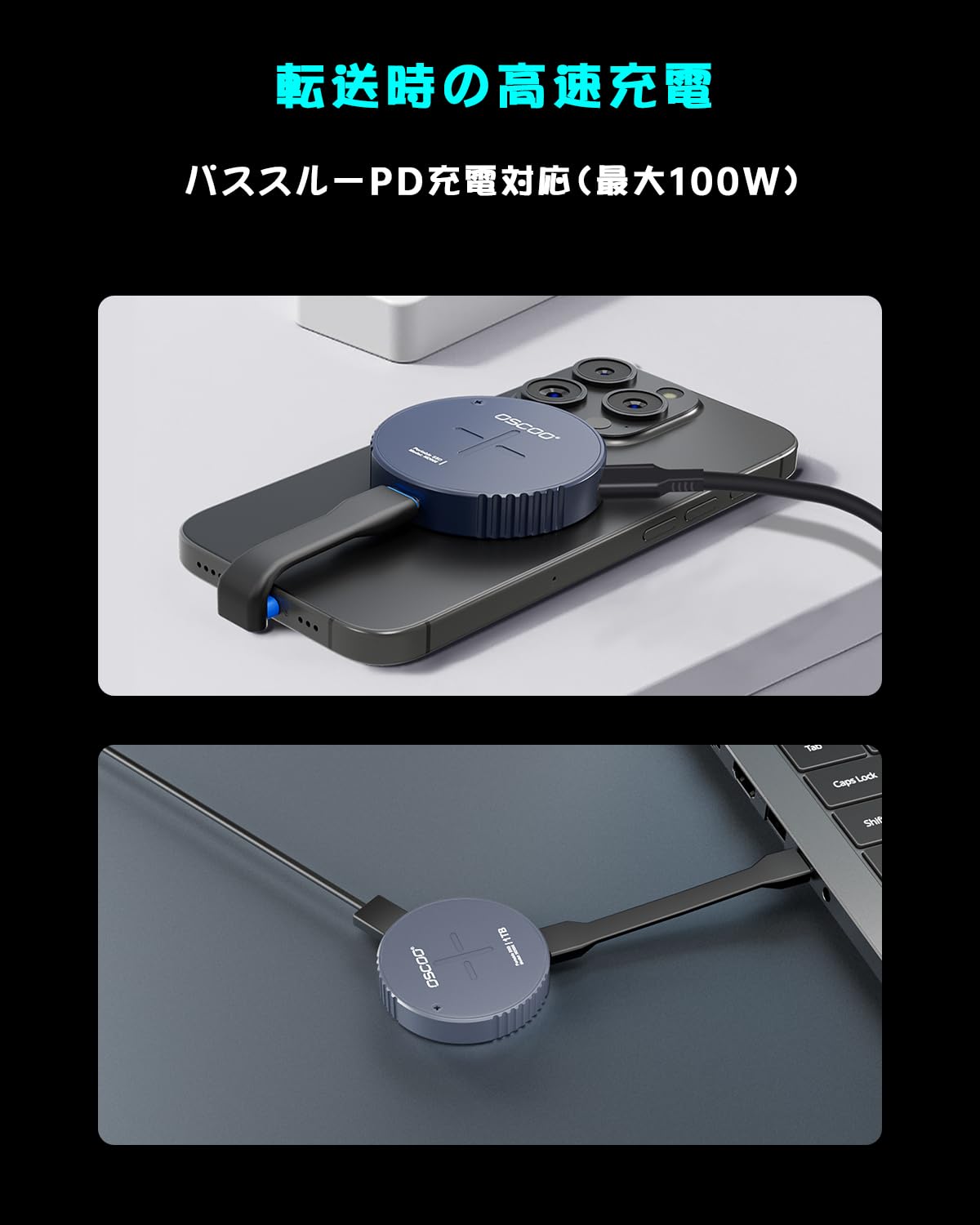 Amazon | OSCOO 1TB マグネット式ポータブルSSD – USB 3.2 Gen2 Type-C