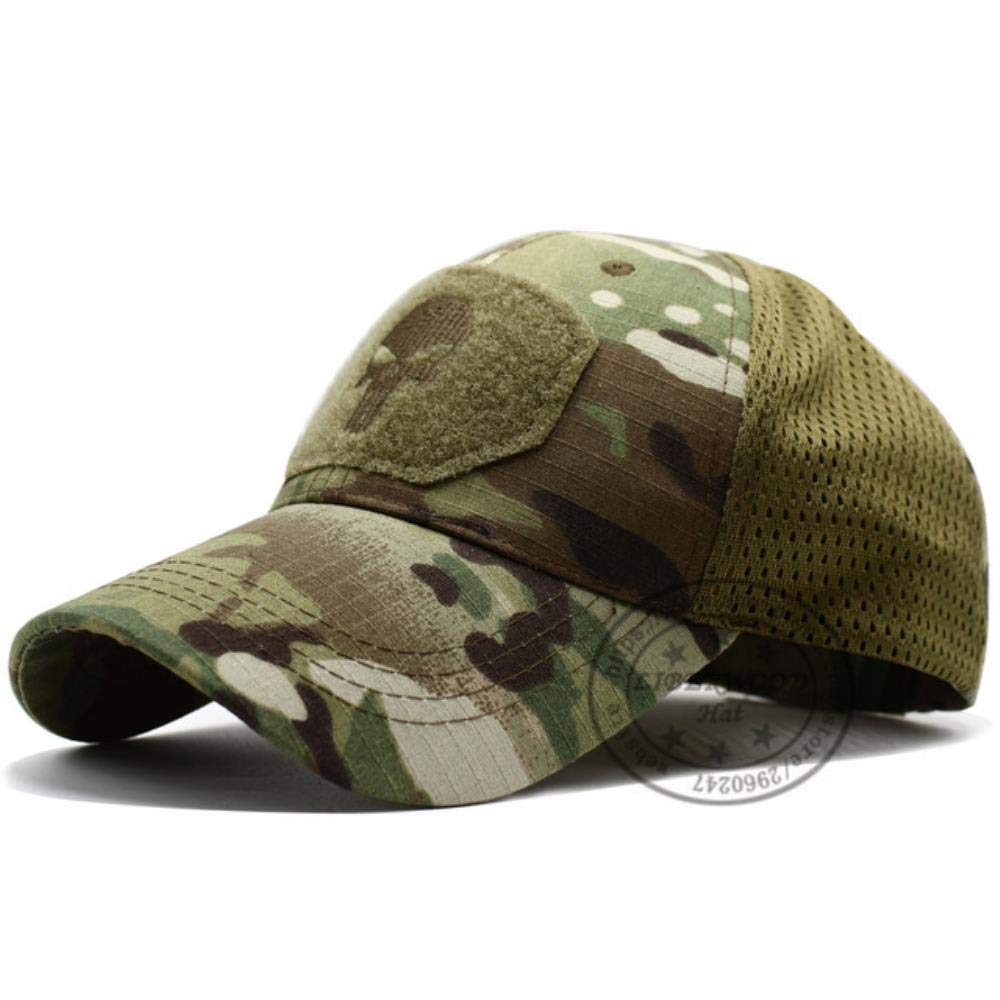 WULIAN Punisher Skull Multicam Operator Cap Men Mesh Summer Fitted Tactical Cap Special Force Sniper Swat Hat Place Patch Od,Skull Camo Green