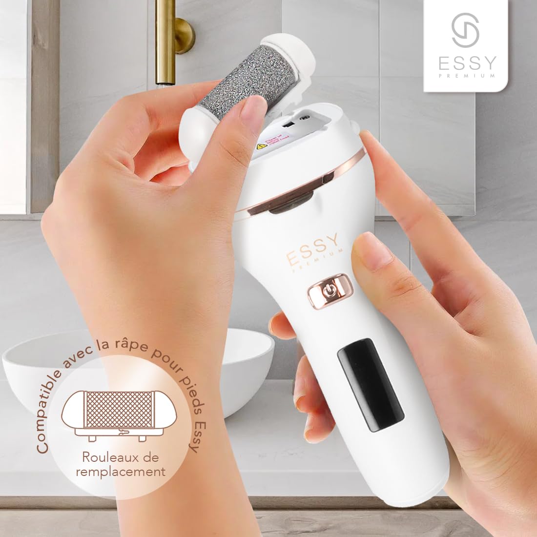Lima Eléctrica Para Pies Essy Y 3 Rodillos De Repuesto Adicionales Bundle
