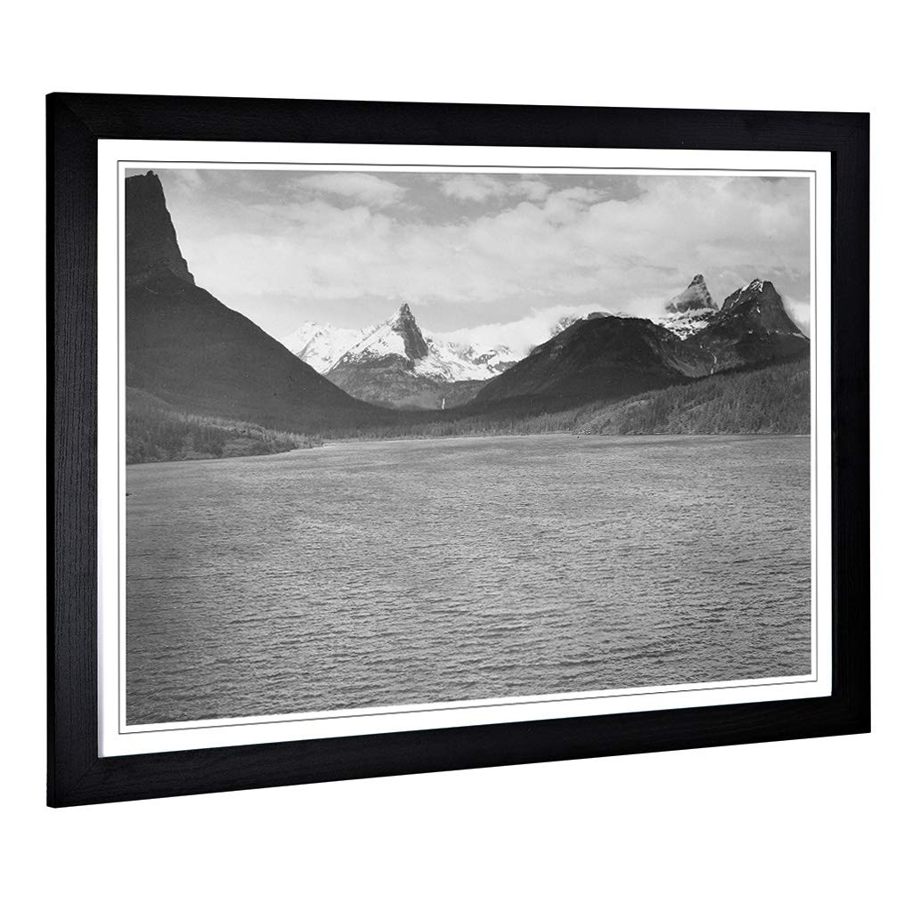 Big Box Art Framed Print of Ansel Adams Glacier National Park Montana Design | Wall Art Picture | Home Decor for Kitchen, Living Room, Bedroom, Hallway, Black, A2 / 24.5x18 Inch / 62x45cm