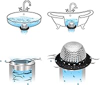 Vista 6 de LEKEYE Captador de pelo para drenaje de ducha/Cubierta de drenaje de bañera/Protector de drenaje para desagües de palanca y normales (Negro)
