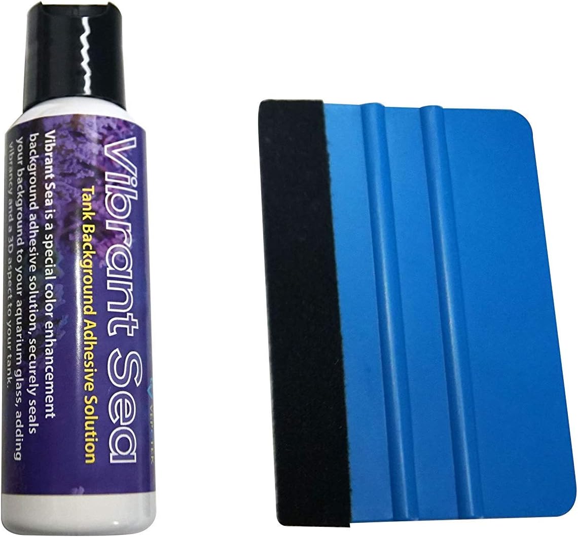 Vepotek Vibrant Sea Mounting & Glue Solution Combo Kit for Aquarium Background W/Squeegee