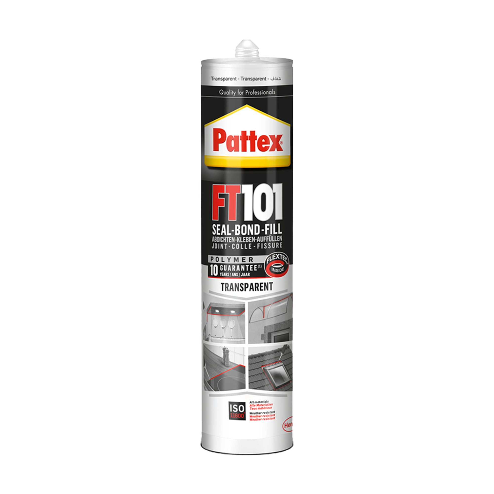 Pattex Seal-Bond-Fill Silicone Sealant Construction Adhesive 280 ml, Transparent