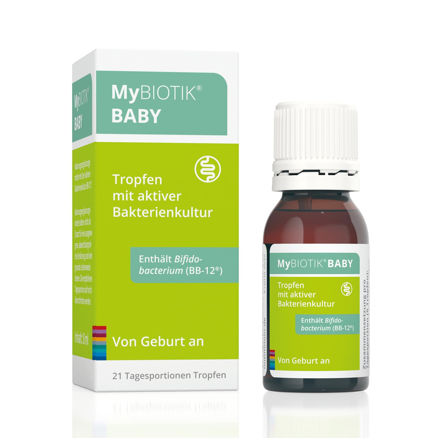 MyBIOTIK®BABY I made by nutrimmun I Für 21 Tage I Speziell für Babys entwickelt I Aktive Bakterienkultur BB-12 ®I Tropfen I Vegan I Glutenfrei I Laktosefrei I Laborgeprüft