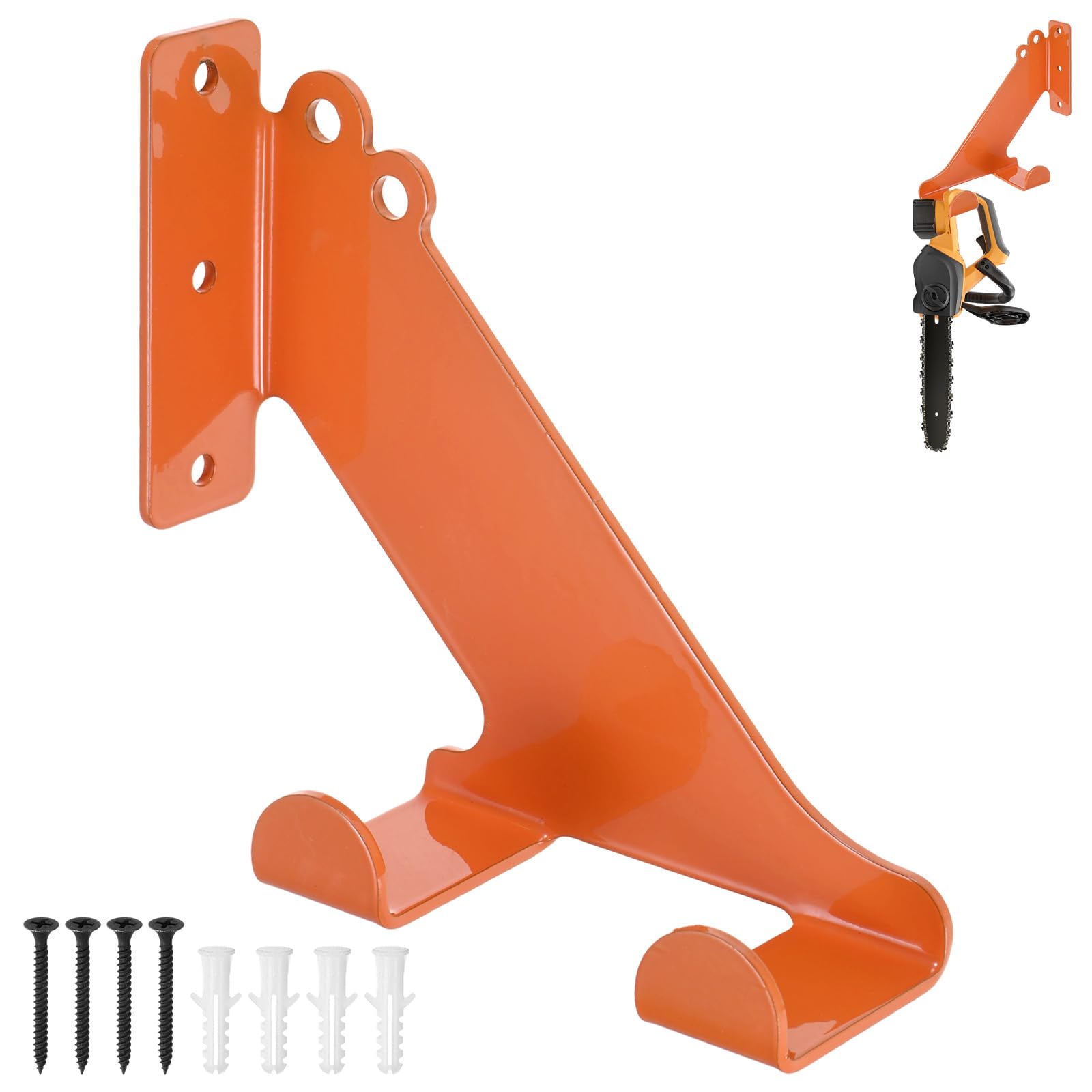 M METERXITY 1-Pack Chainsaw Holder, 8.3 Inch Heavy Duty Chainsaw Wall Mount Hanger Chain Saw Hanger Rack Storage Organizer for Garage Organization/Chainsaw Accessories/Tools [Matte Orange]