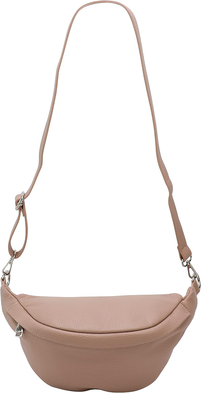 SH Leder ® Marie G528 Genuine Leather Waist Bag for Festival Travel Bum Bag Medium Crossbody Bag Women Leather Bag 32 x 17 cm, nude, M - Image 4