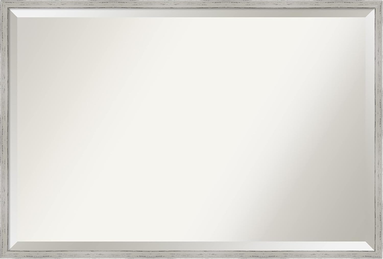 Amanti Art White Wall Mirror 25x37 Shiplap White Narrow Rectangle Bathroom Mirror for Wall Decor Living Room, Large Cottage Wood Frame, Hangs Horizonally and Vertically, Bathroom Decor, Beveled Edge
