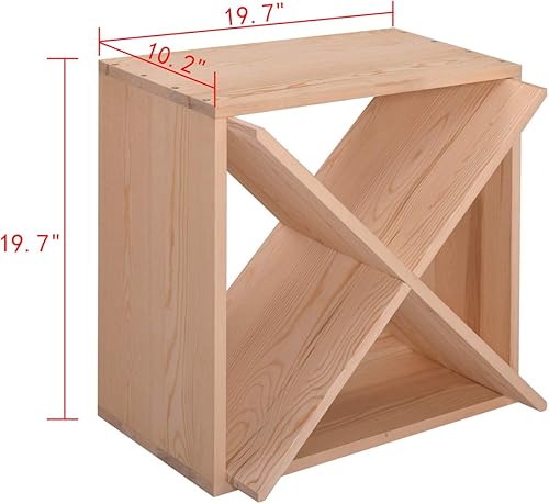 Miniatura 4 de Thrinian Estante modular de madera para 24 botellas, cubo de almacenamiento de vino moderno apilable para bar, bodega, cocina, comedor, Burlywood