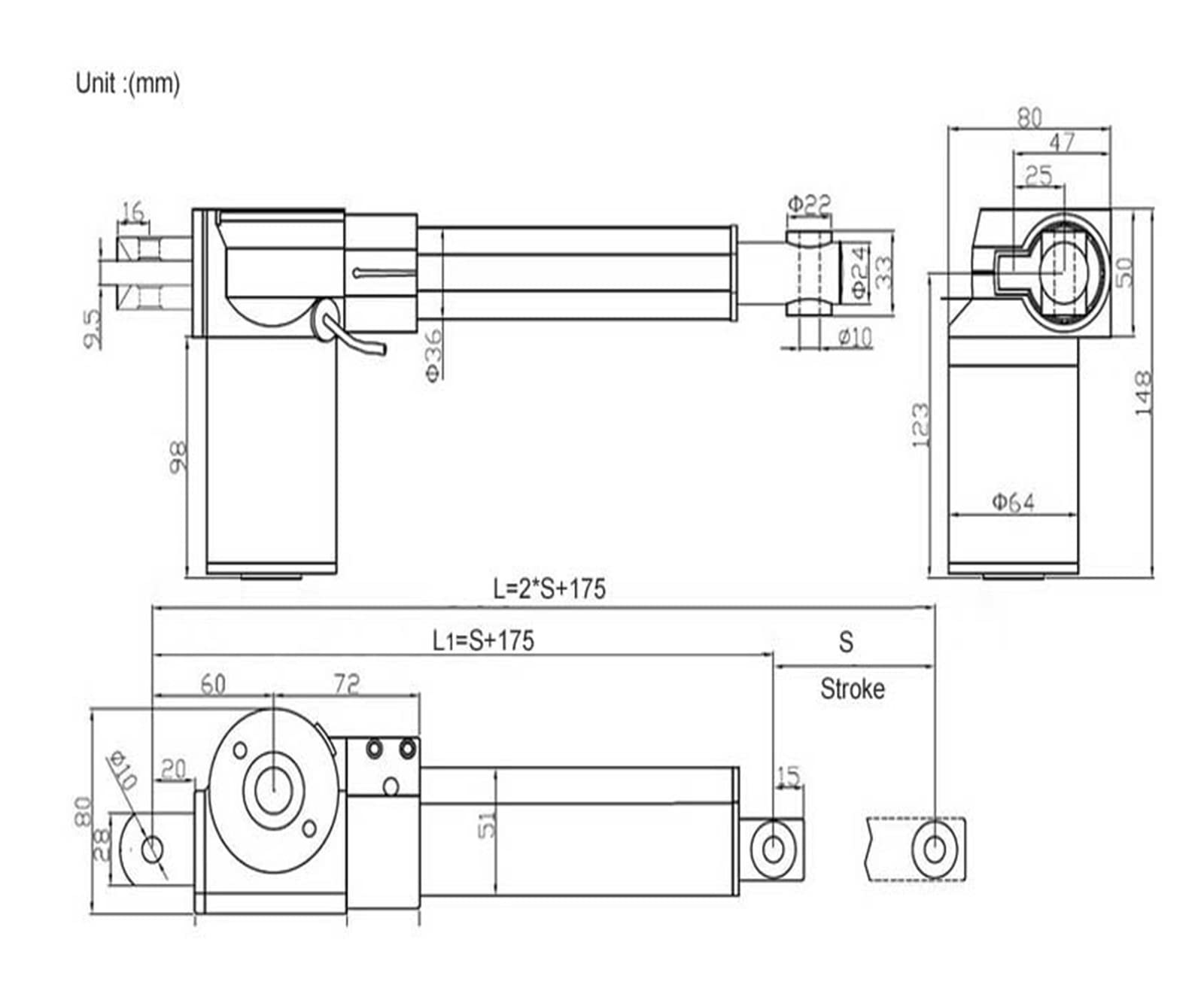 Linearantrieb, 12 V 1000 mm (39,5 Zoll) Mikro-Linearaktuator, elektrischer Linearaktuator, Schubkraft 5000 N/500 kg/1100 Pfund, TV-Lift, individueller Hub(5mm Per second 5000N)