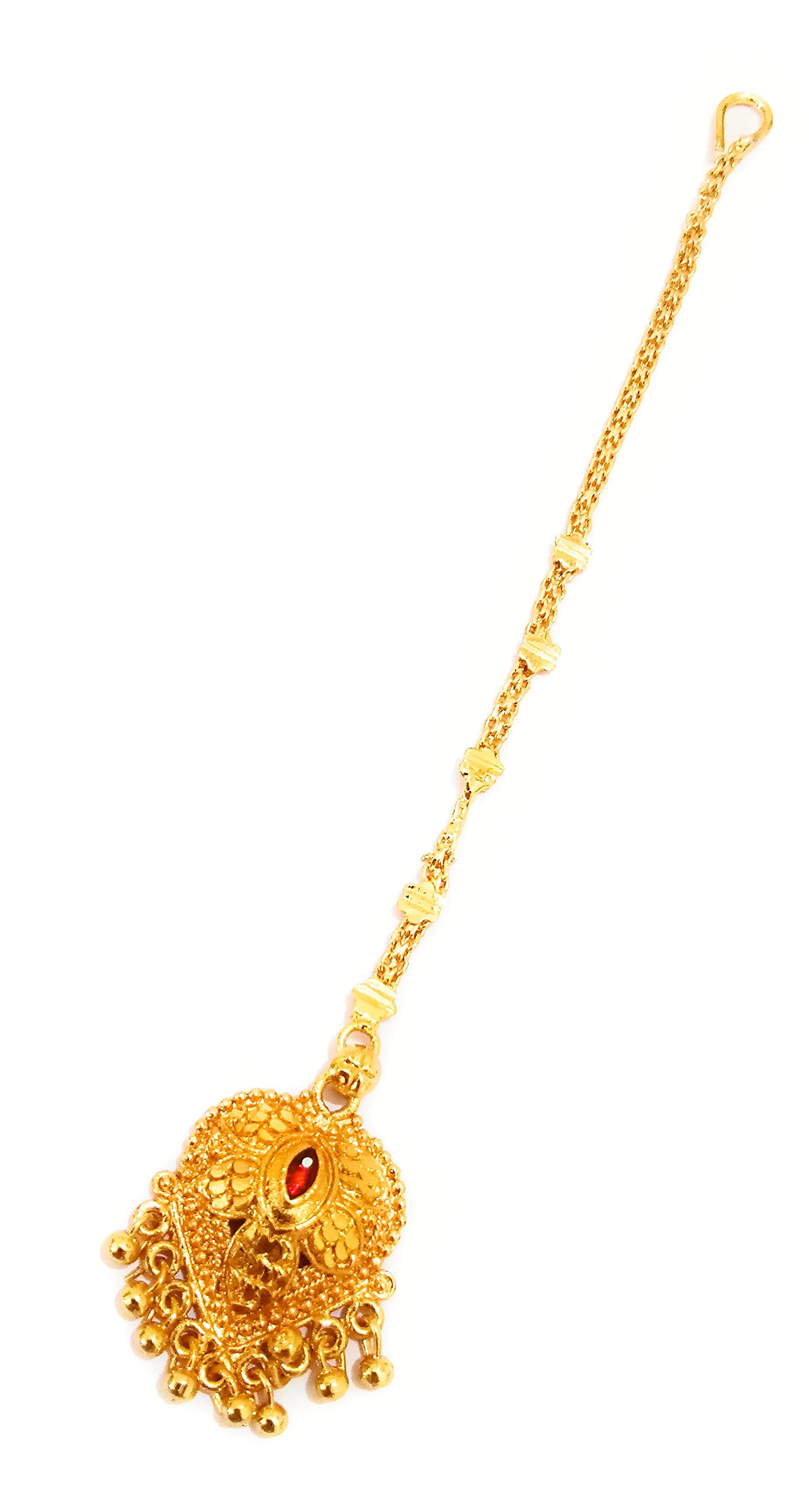 Mang tikka chapado en oro para mujer de Indian Collectible, sin piedras preciosas, One Size, Gema, No es una piedra preciosa