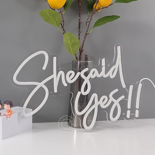 Miniatura 7 de SYLHOME Cartel de neón con luz LED de She Said Yes !! Propose Engagement Marry Me, letrero de decoración de pared para despedida de soltera,