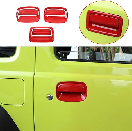 Amazon Pulidi スズキ ジムニー 19 適用 ドアハンドルカバー テールドアハンドルカバー ドアハンドルカバー Jimny アクセサリー 装着簡単 おしゃれ Abs 外装 レッド 車 バイク 車 バイク