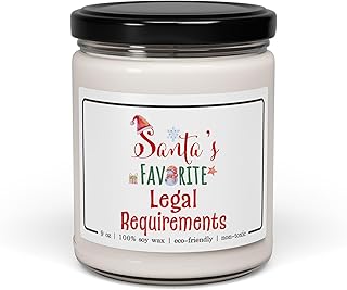 Santa's Favorite Legal Requirements Candle - Christmas Gifts for Coworker Legal Requirements Employee Boss Manager Party Decor - Xmas, New Year - 9oz Soy Wax Cinnamon Vanilla Scent