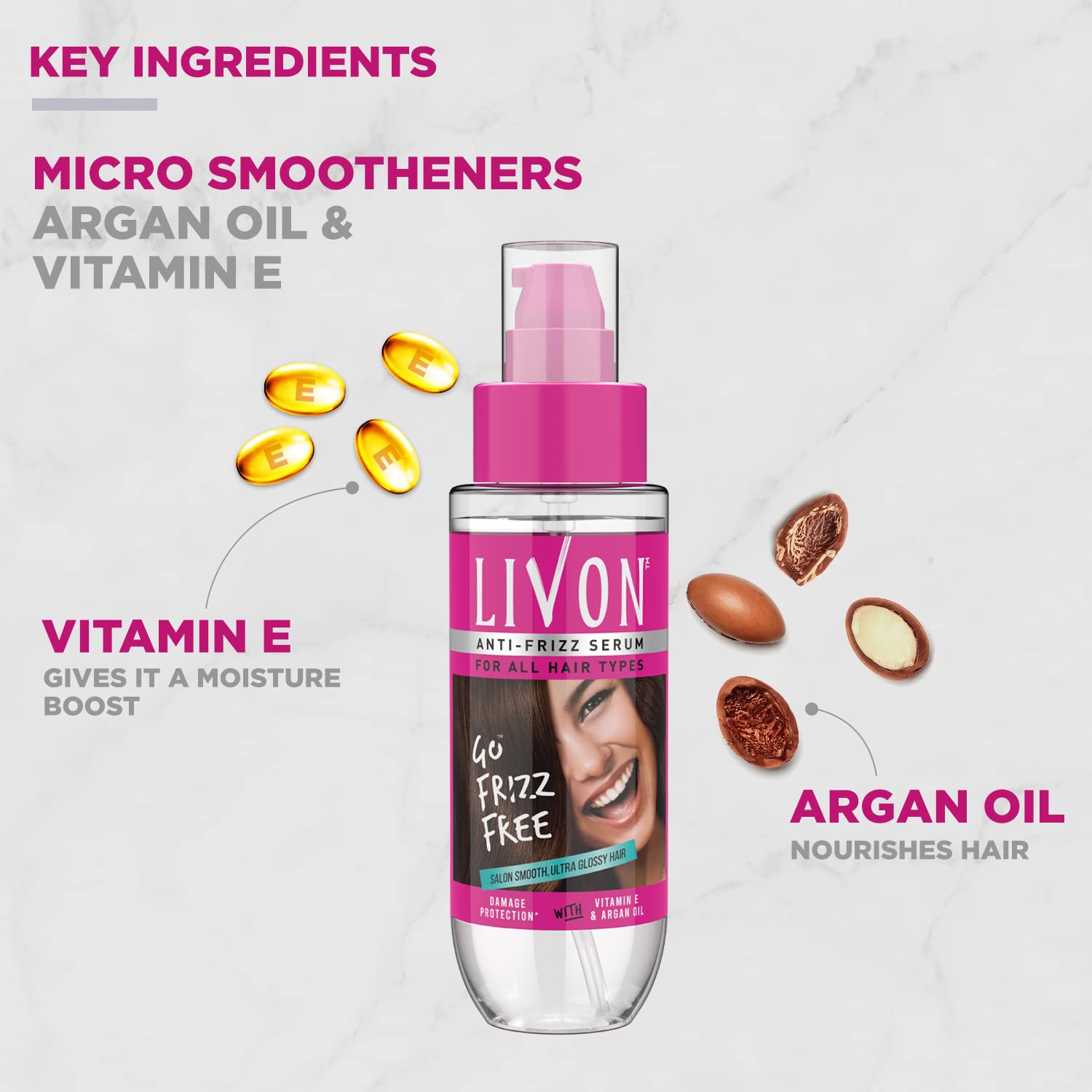 Livon Hair Serum for Women & Men All Hair Types Smooth, Frizz free