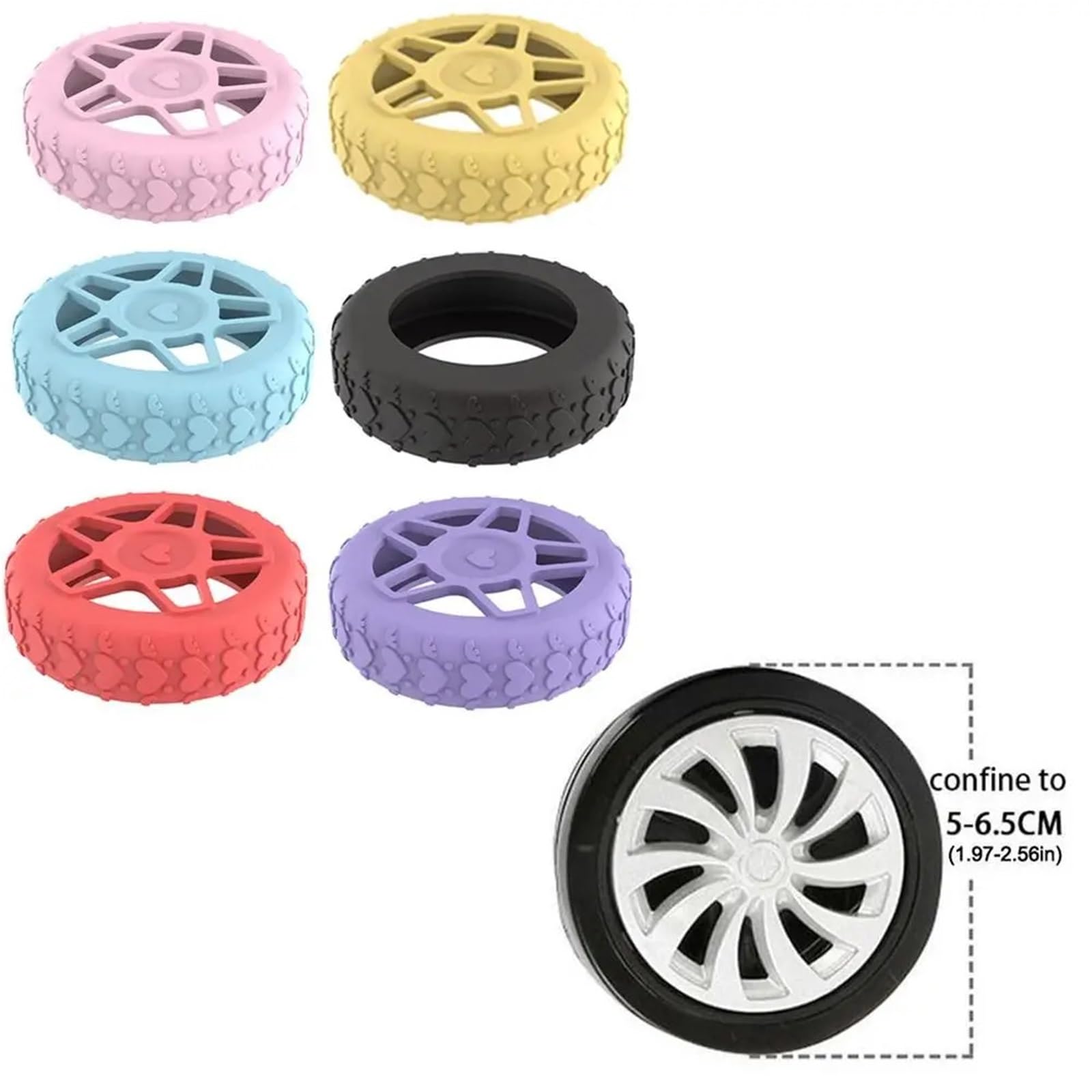 Funda protectora de silicona para ruedas de equipaje, antideslizante, reduce el ruido, anillos de protección de ruedas, absorción de golpes, antideslizante, rollo silencioso, cojín de choque