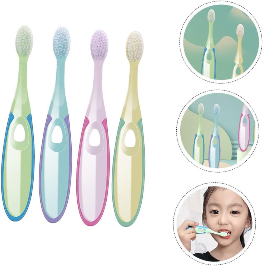 NOLITOY Baby Toothbrush for 3-6 Years Old Boys Girls Soft Bristles 4pcs Assorted Gentle Care Easy to Carry Store