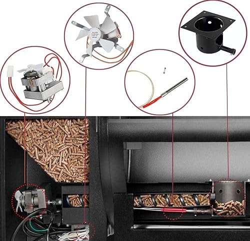 Miniatura 2 de Kit de piezas de repuesto para parrilla, motor agosto, ventilador de inducción de parrilla, olla de quemadura de fuego e encendedor de varilla
