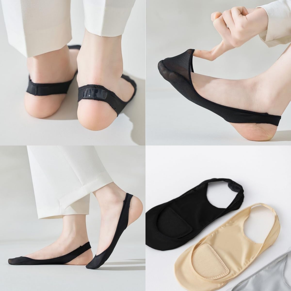 4 Pairs No Show Slingback Socks Ultra Low Cut Liner Socks With Sling No Show Half Socks For Heels - Image 2