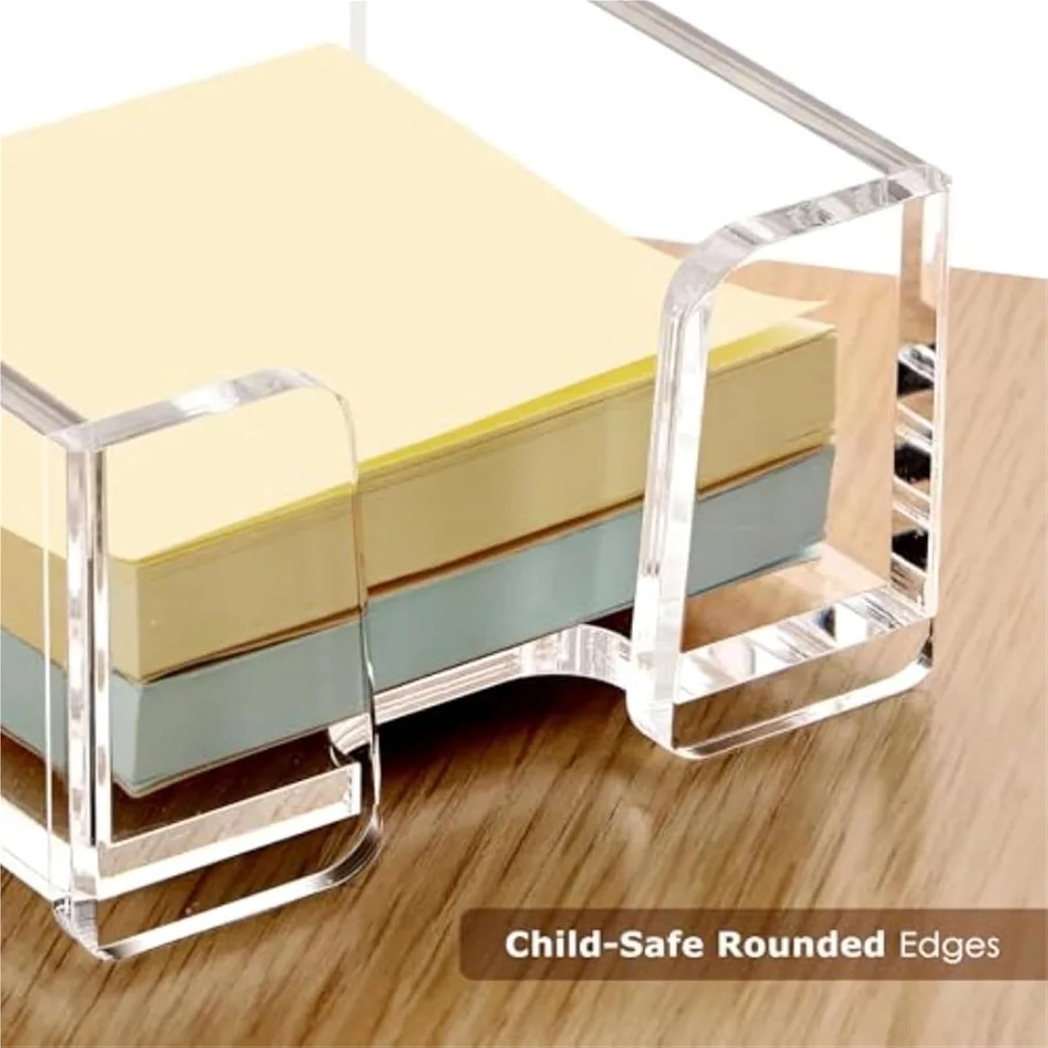 Sticky Note Holder Acrylic Sticky Note Holder with Pen Slot Clear Memo Pad Dispenser for 3x3 Inch Notes AllinOne Desk Accessories for Home Office