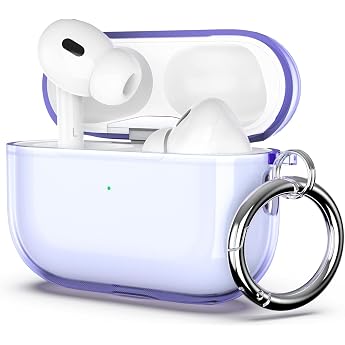 ULAK Case for AirPods Pro 2/1 Generation Transparent Purple with Carabiner