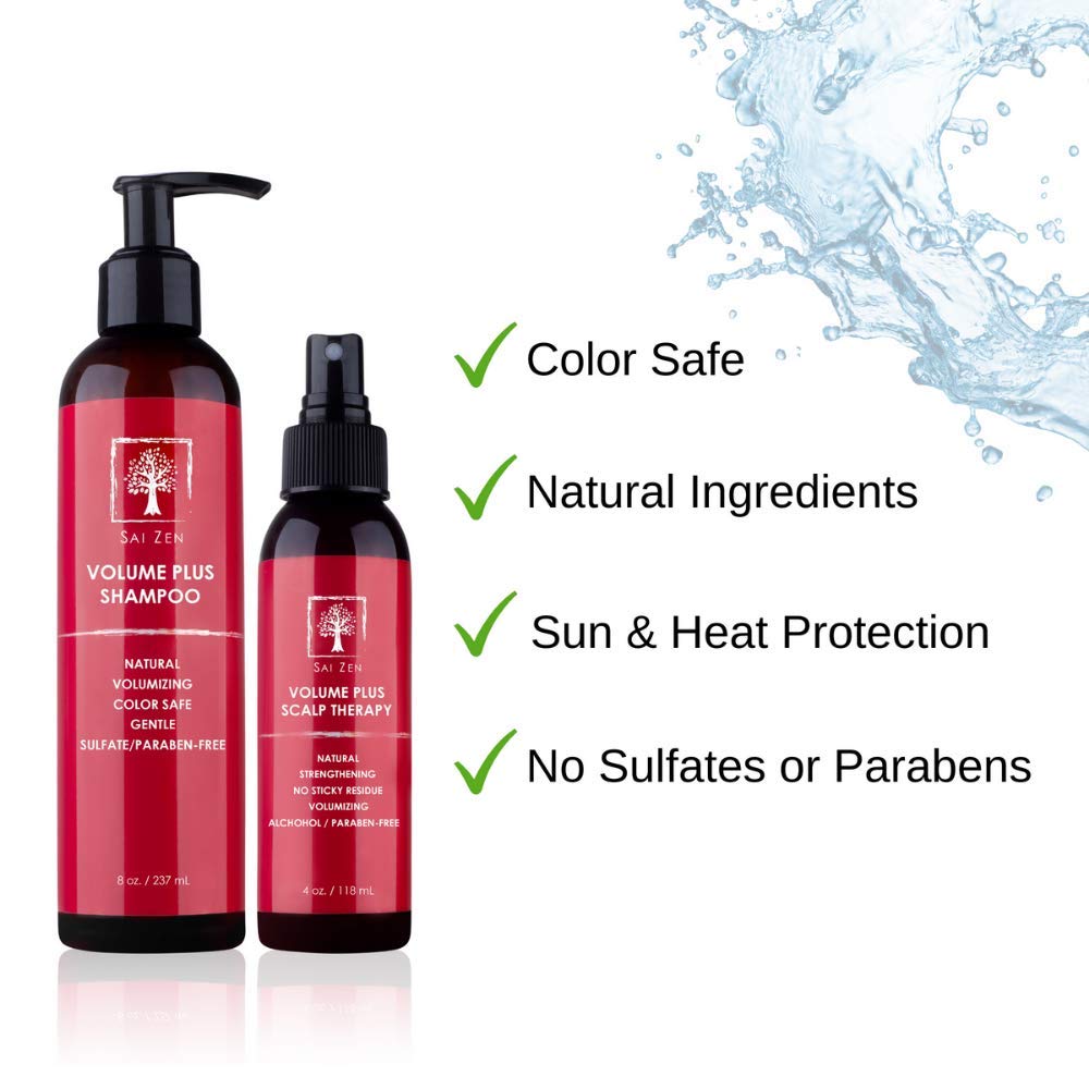 Volume Plus Set | Volumizing Shampoo 8 oz. & Scalp Therapy Spray 4 oz. | Anti-Thinning Formula | Made in USA | Sulfate, Alcohol & Paraben Free