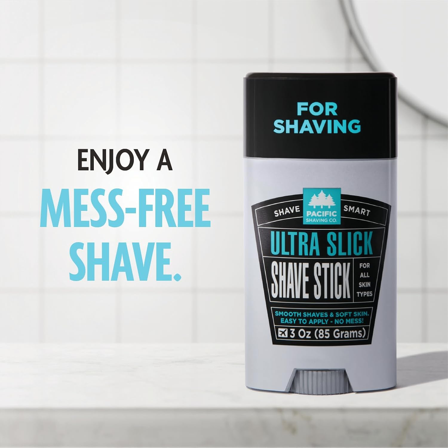 Pacific Shaving Company Ultra Slick Shave Stick - No Mess Body Shaving Stick with Moisturizing Coconut Oil - Travel-Friendly, Good for All Skin Types, Unisex (3 Oz)