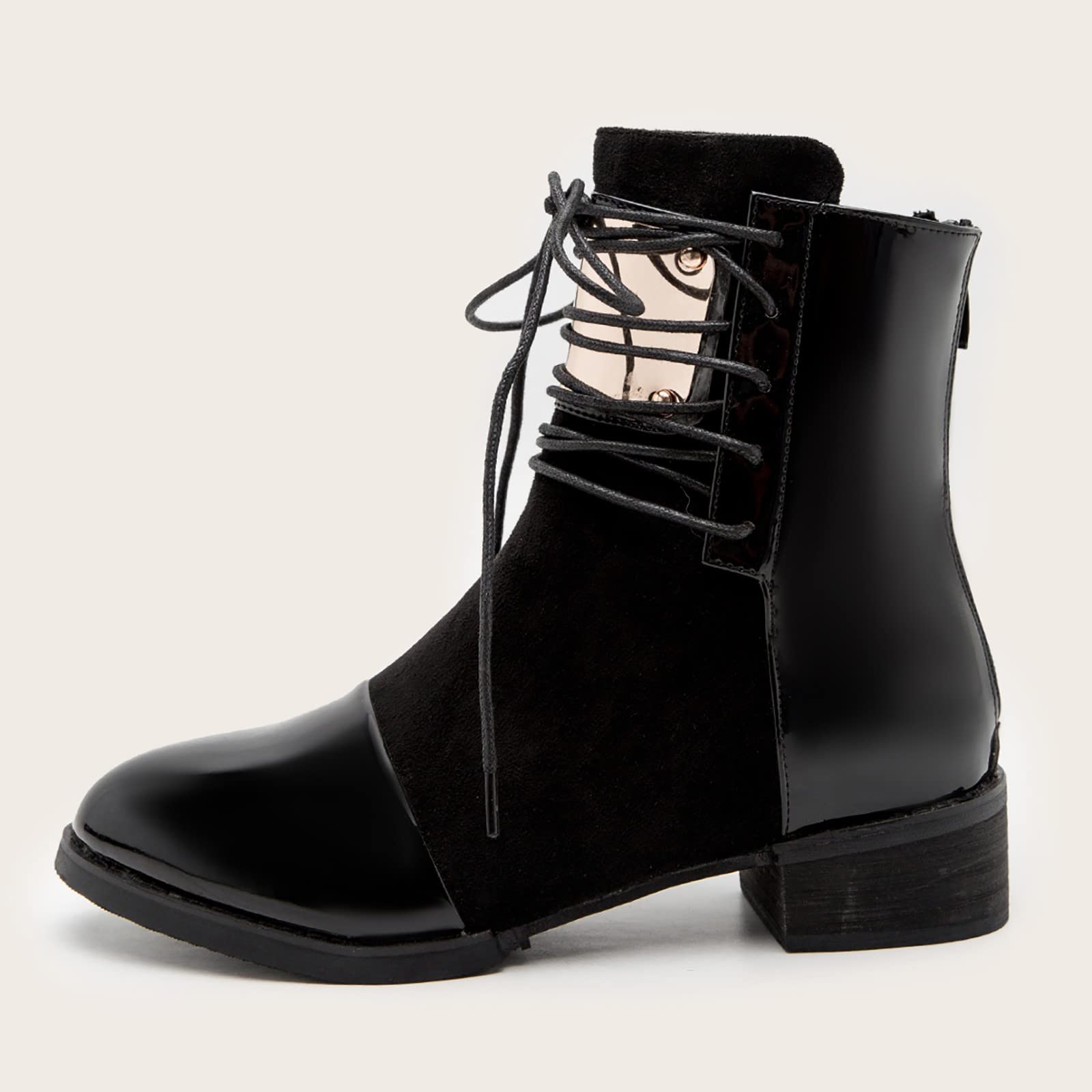Stivali in Pelle Scarpe Casual Stivali Donne Tacco Chunky Stivali alla Caviglia Stivali Corti