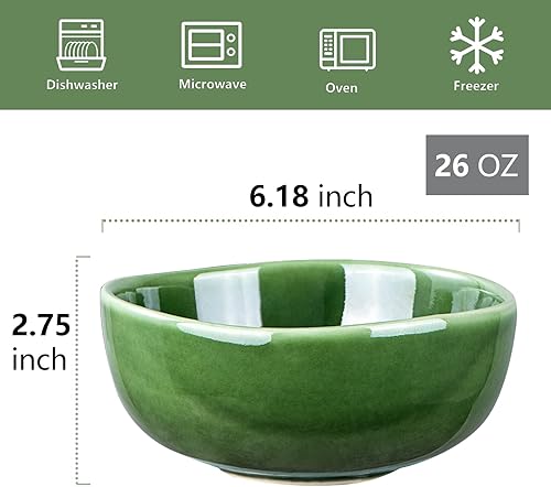 Miniatura 2 de vicrays Juego de cuencos de cerámica para cereales, cuencos de ensalada de sopa de porcelana de 26 onzas, juego de cuencos de arroz para crema de