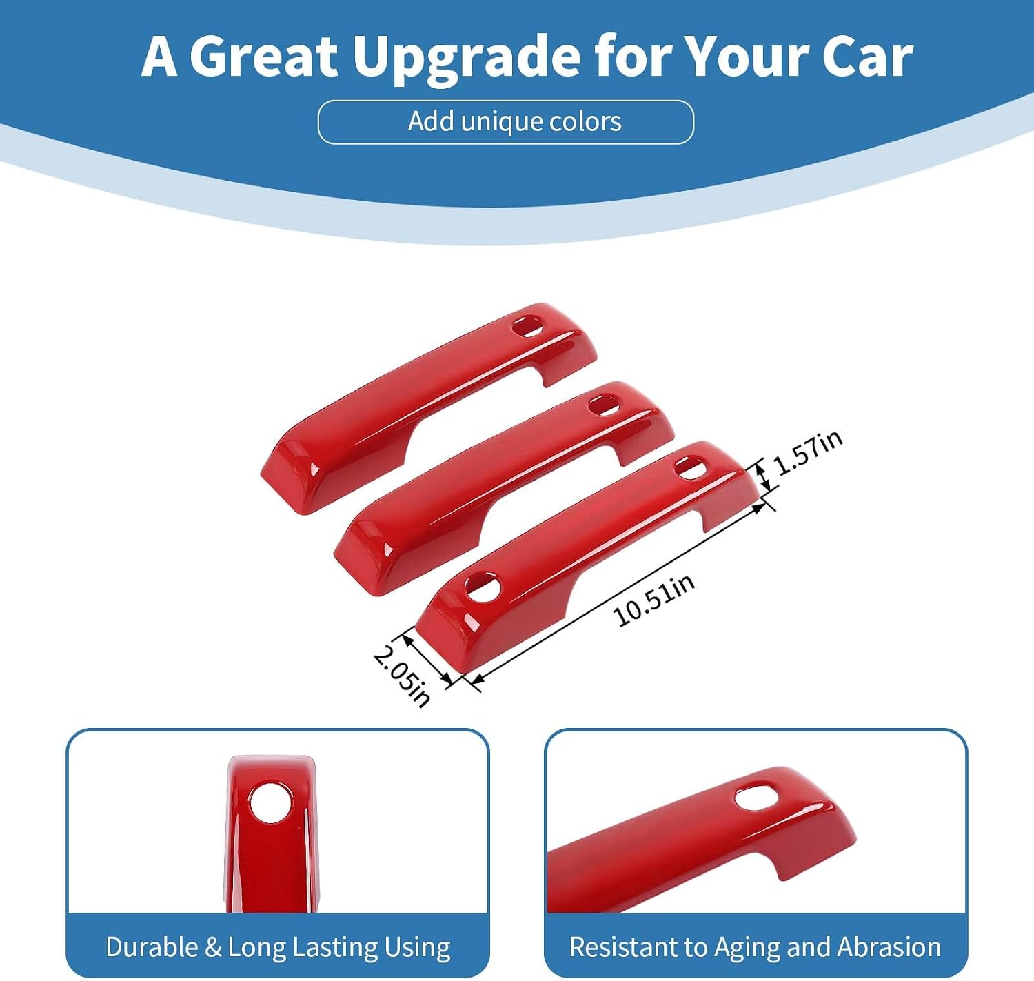 for Bronco Door Handle Cover Trim Red Fit for Ford Bronco 2021 up Red Exterior Accessories 3pcs