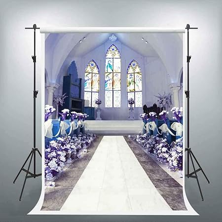 Amazon Earvo コットン背景幕 5x7フィート 耐しわ性 教会 パープルフラワー 写真背景 結婚式の装飾 写真スタジオ小道具 Eals299 バックペーパー 背景布 通販