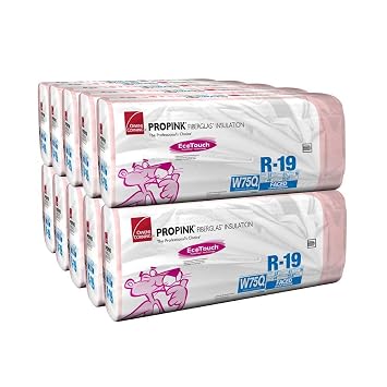Owens Corning R-19 Faced 23 by 48 Fiberglass Batt Insulation Fits 2x6 Floor or Walls a Total of 10 Bags and Square Footage of 1280 FT