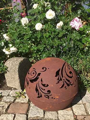 Saremo Kugel mit Barockmuster 50cm Dekokugel Gartenkugel Rost Edelrost
