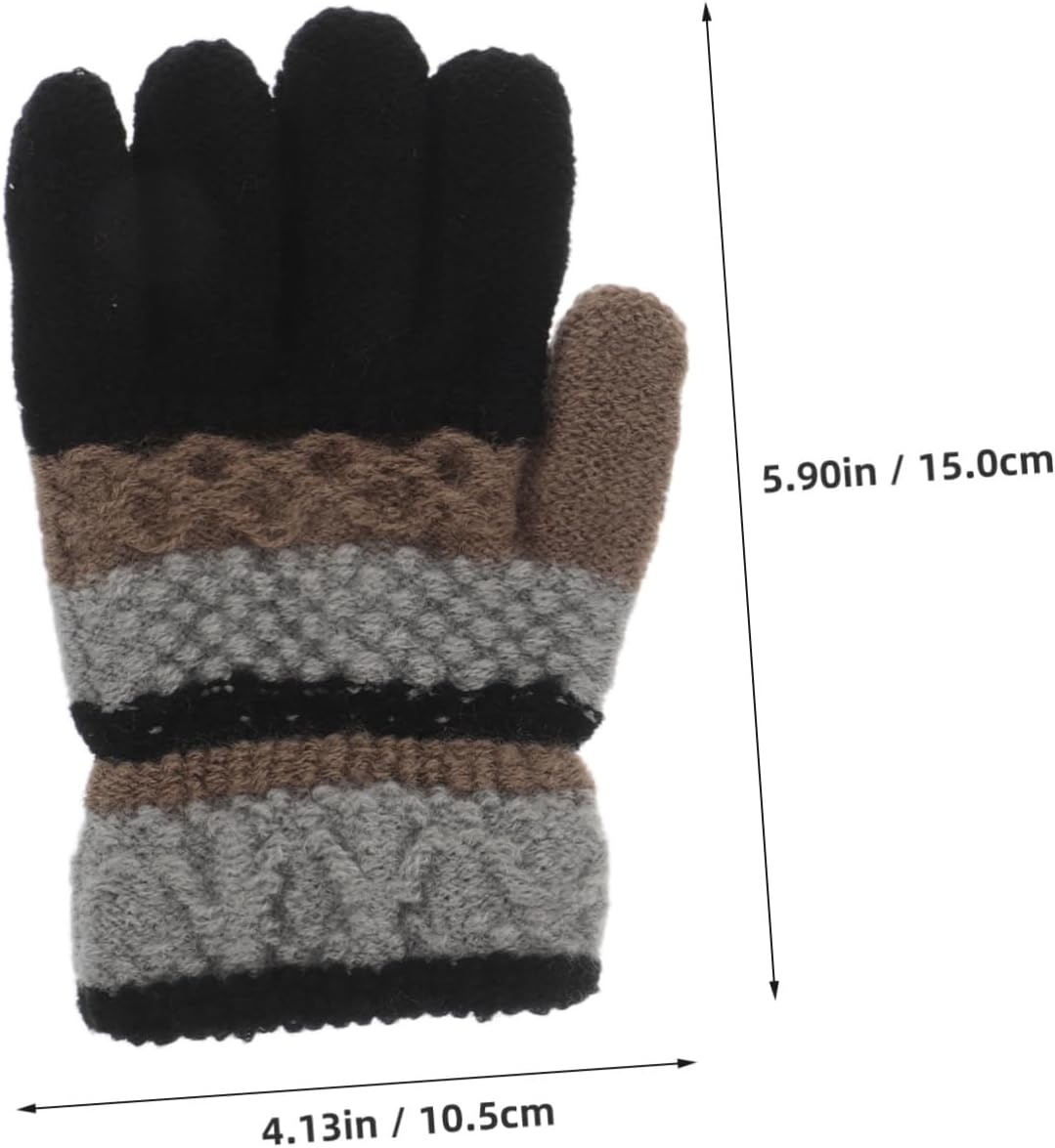 VALICLUD 1pair Stylish Striped Boy Girl Knitted Gloves for Cold Weather Warm Mitts for Boys and Girls for Outdoor Activities Autumn and