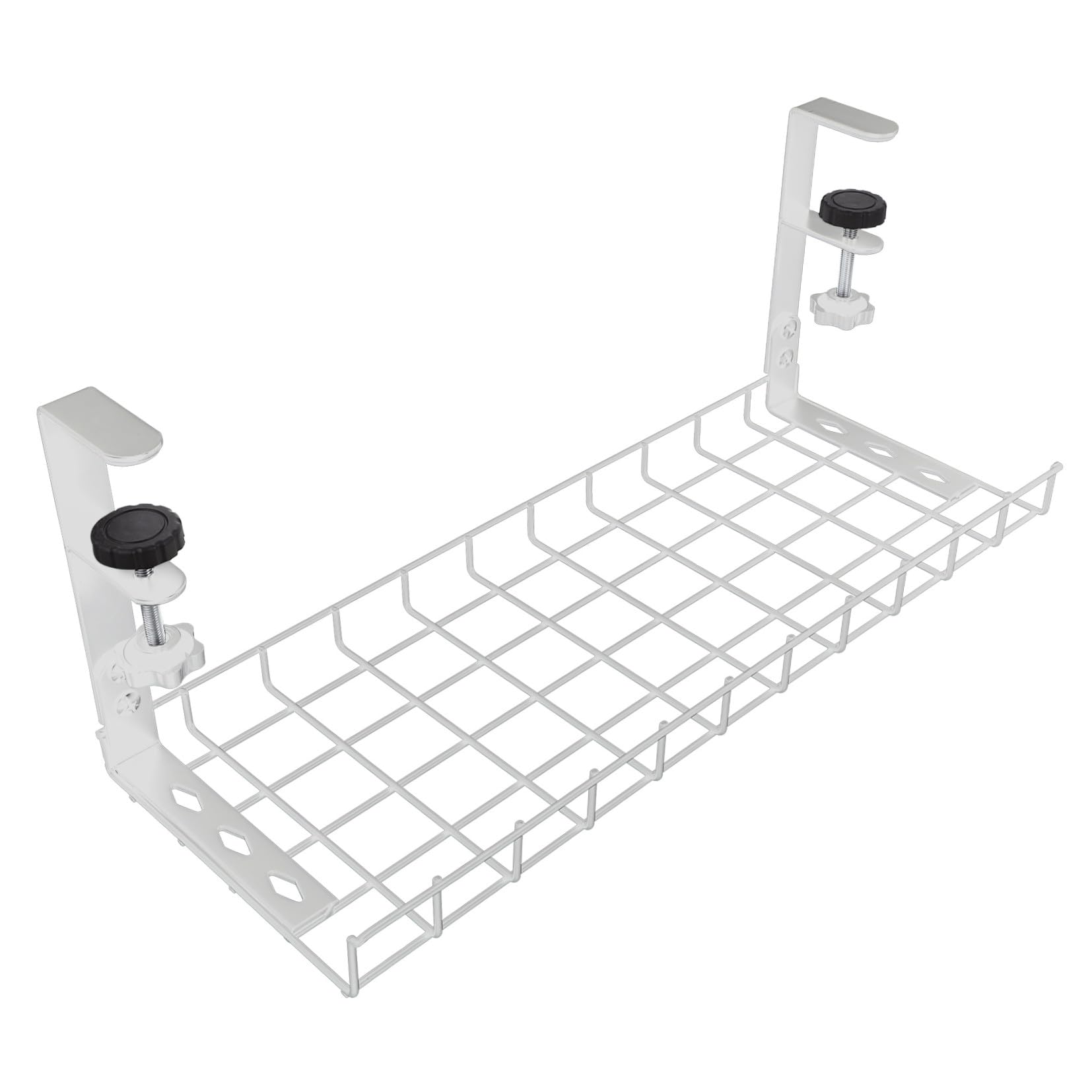 Acier Blanc Range-câbles Support Réglable, sous Bureau pour Bureau