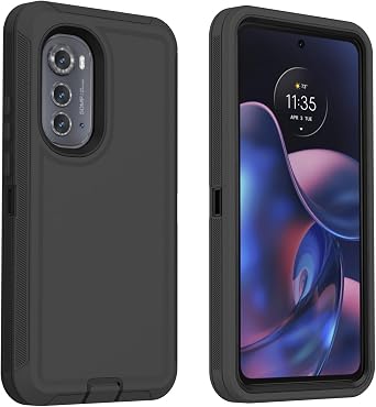 for Motorola Edge 2022 Case, Heavy Duty Bumper Case Shockproof Dustproof 3 in 1 Rugged Protective Phone Cover for Motorola Moto Edge 2022 Black