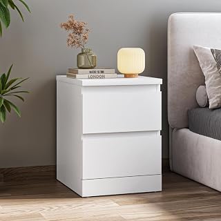Wakefit Engineered Wood Centaur Bedside Table - 2 Drawers - Frosty White Price In India