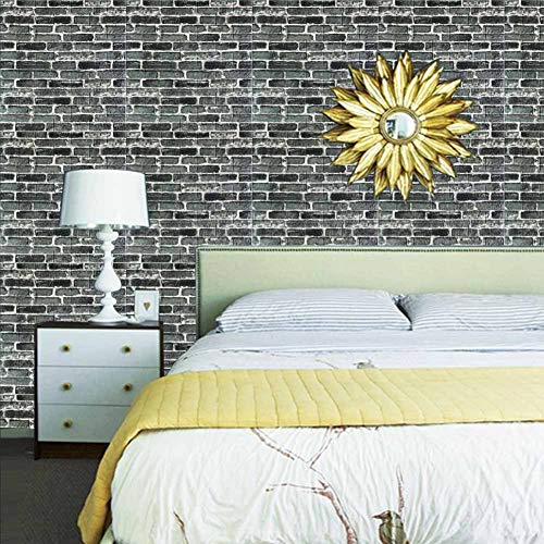 3D Wall Panels POPPAP 3D Visual Effects Foam Wall Panels Faux Brick Wallpaper Peel And Stick Dark Grey White Color Painted Brick Wallpaper 10 Tiles - Thumbnail 3