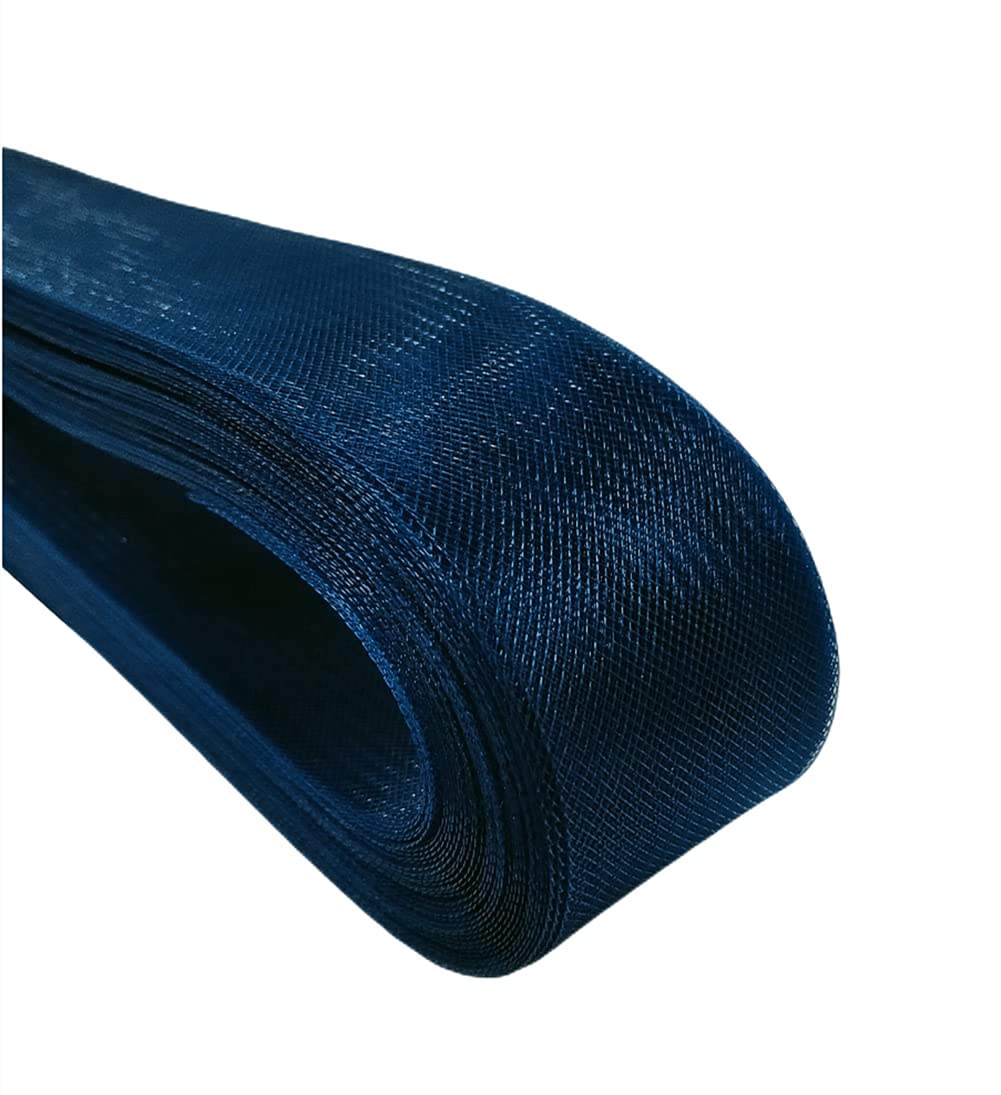 Abbaoww 50 Yards 2 Inch Soft Horsehair Braid for Polyester Boning Sewing Wedding Dress Dance Gowns Dress Accessories (Navy Blue)