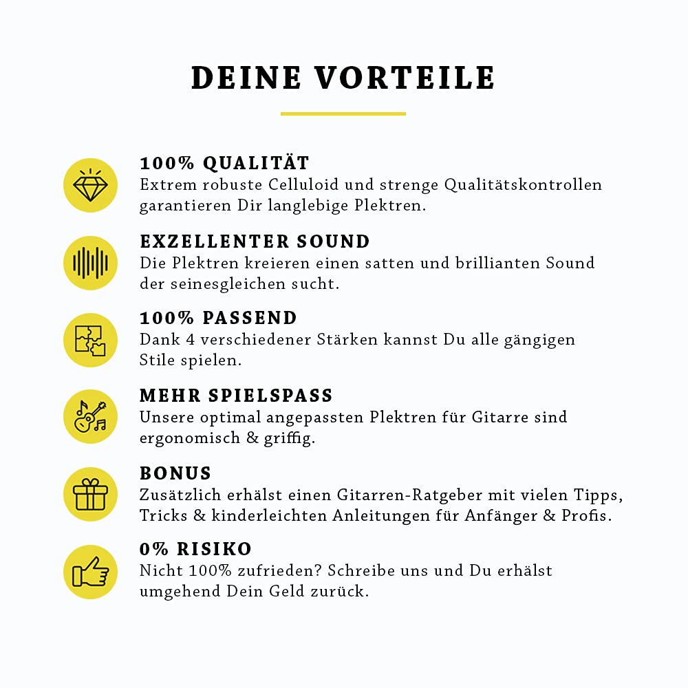 BELFORT 20 wysokiej jakości kostki do gitary – akcesoria Ebook + eleganckie pudełko na prezent – kostki gitarowe (gitara elektryczna, gitara akustyczna, basowa picki) 4 grubości: 0,46 – 1,20 mm