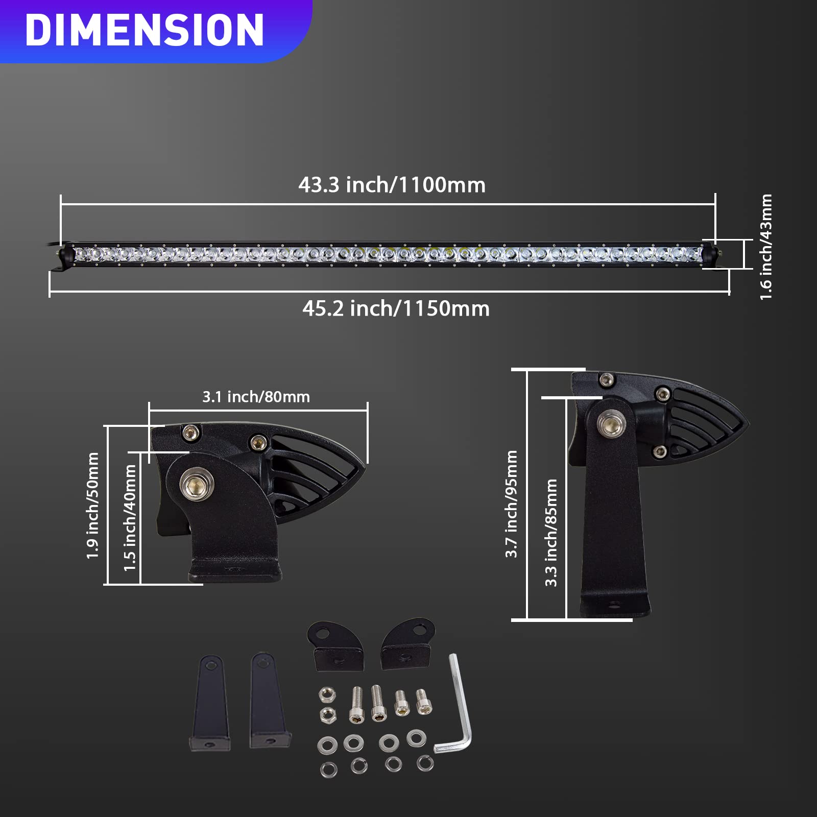Willpower Barra Led Fuoristrada 108cm 210W Barra Luce a Led 12V 24V Fendinebbia Fari da Lavoro Led Combinata di Fascio Barra Luminosa a Led per Auto Trattore Camion ATV Barca 4x4