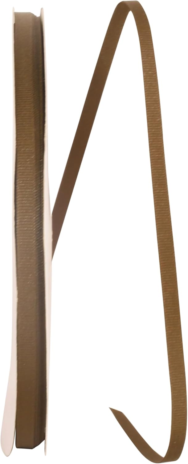 Reliant Ribbon Grosgrain Texture Ribbon, 1/4 Inch X 100 Yards, Brown