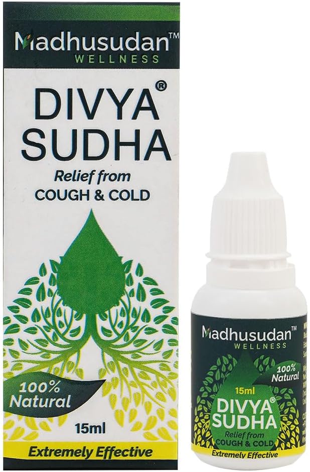 Divyasudha Cold Cough - Ayurvedic Natural Drop for Quick Relief from Cough, Cold & Sore Throat (15ml)